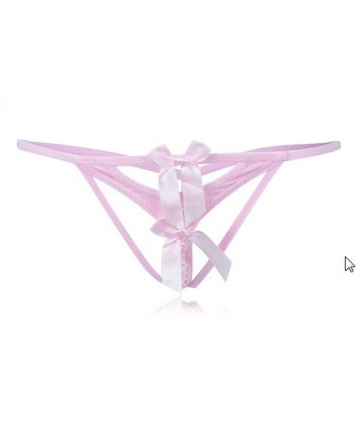 Women Sexy Bowknot Lace V Strings Thongs T Back Underwear